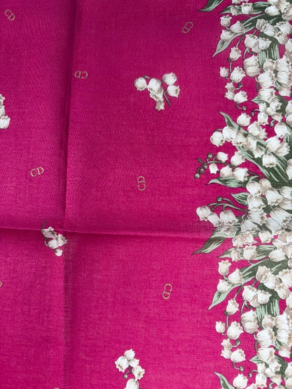 Vintage Christian Dior Lily of the Valley Cotton Scarf